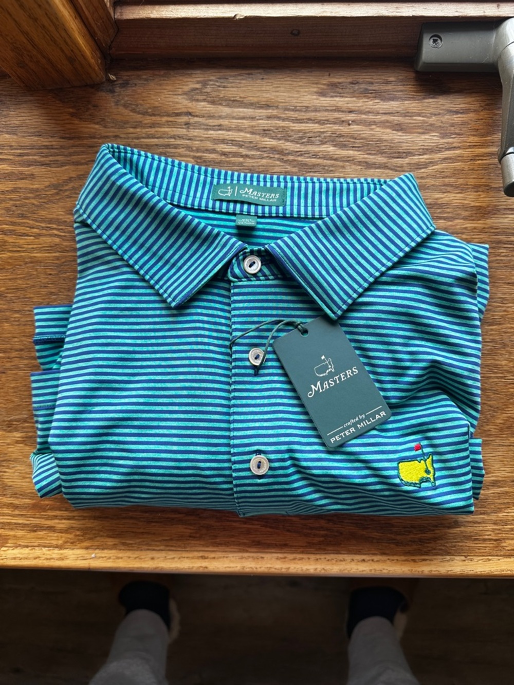 Masters Polo by Peter Millar Striped Polo - Teal & Navy